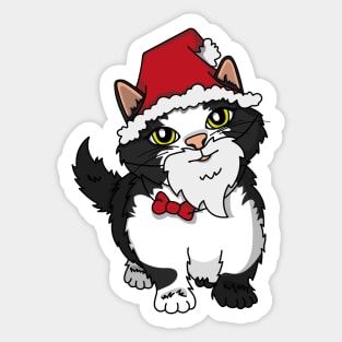 Santa Kitten, tuxedo cat dressed as Santa Claus. Sticker